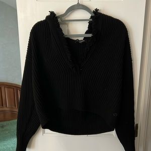 Intermix cropped black hooded sweater